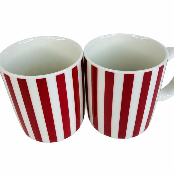 2 Temptations By Tara Red & White Stripe Mugs Christmas Holiday Candy Cane Cup - Picture 7 of 8